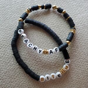 Black and Gold Beaded Bracelet Set